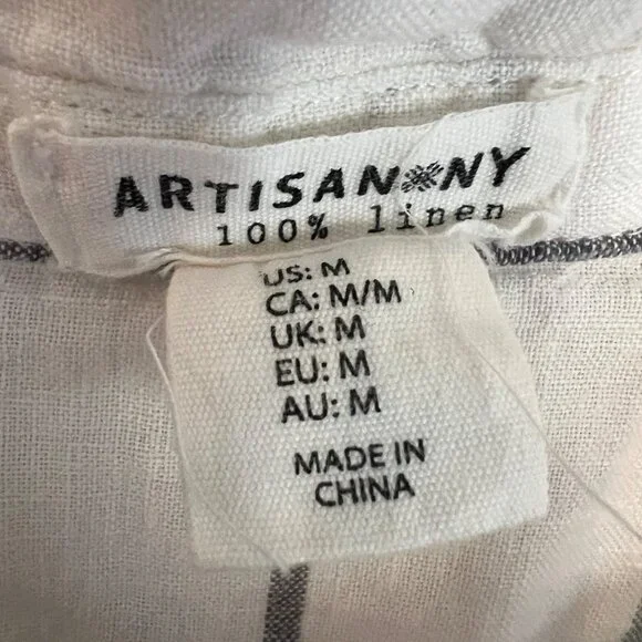 Artisan NY 100% Linen Vertical Stripe Long Sleeve Tunic Size Medium - Picture 4 of 7